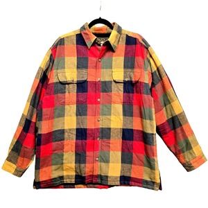 Weatherproof Flannel Shirt Jacket Mens L Gorpcore Plaid Fleece Lined Shacket